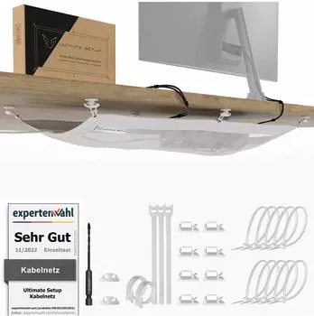 Ultimate Setup Kabelmanagement-Netz Schreibtisch, wei&szlig;, Kunststoff, 63,5x24cm