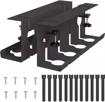 vidaXL Kabelmanagement-Tray unter Schreibtisch, schwarz, 2er-Set (8007572)