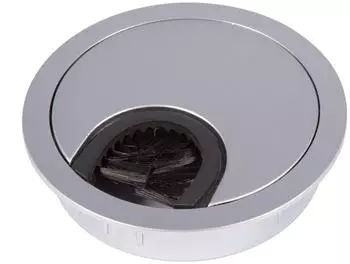 Sotech Kabeldurchlass Kabeldurchf&uuml;hrung Metall mit B&uuml;rstendichtung &Oslash; 60 mm Chrom matt
