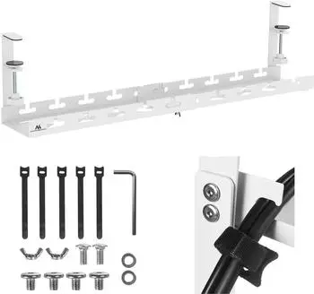 Maclean MC-103 Untertisch-Kabelorganizer ausziehbar, wei&szlig;, bis 5kg, 433-728mm (MC-103 W)