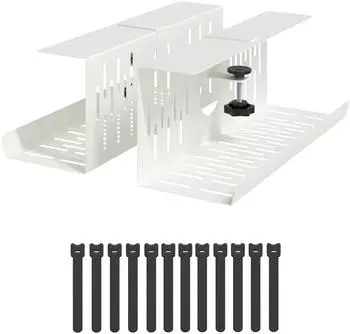 vidaXL Kabelmanagement-Tray unter Schreibtisch, weiß, 2er-Set (8007578)