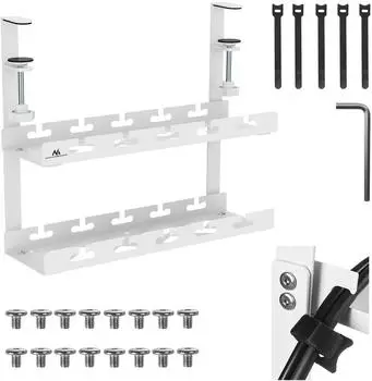 Maclean MC-104 W Untertisch-Kabelorganizer 2 Ebenen, 40cm, wei&szlig; (MC-104 W)