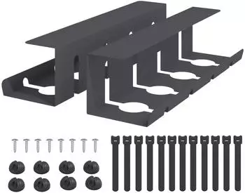 vidaXL Kabelmanagement-Tray unter Schreibtisch, anthrazit, 2er-Set (8007563)