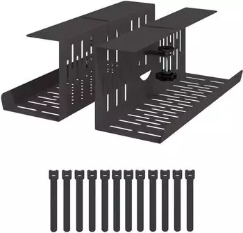 vidaXL Kabelmanagement-Tray unter dem Schreibtisch, schwarz, 2 Stk. (8007576)