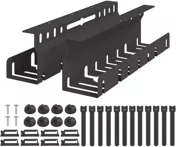 vidaXL Kabelmanagement-Tray unter Schreibtisch, schwarz, 2er-Set (8007580)