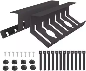 vidaXL Kabelmanagement-Tray unter dem Schreibtisch, schwarz, 2 Stk. (8007584)