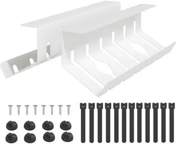 vidaXL Kabelmanagement-Tray unter dem Schreibtisch, wei&szlig;, 2 Stk. (8007586)