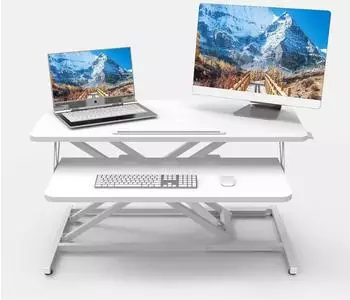 LuxusKollektion Schreibtischaufsatz h&ouml;henverstellbar 80x40cm, wei&szlig;, f&uuml;r 2 Monitore