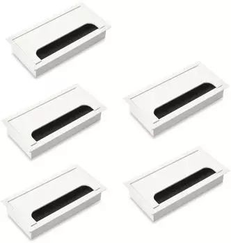 Emuca Quadrum Kabeldurchführung rechteckig 159x80mm Aluminium weiß metallic (5070412)