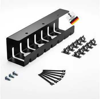 Albatros Kabelkanal Schreibtisch Box schwarz, schraubbar, Metall (10x12x43cm)