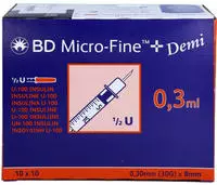 BD Micro-fine+ Insulinspr.0,3 ml U100 0, 100 St