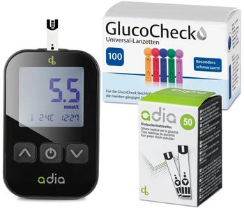 Adia Starter Set mmol/l + 50 Teststreifen + 100 Lanzetten