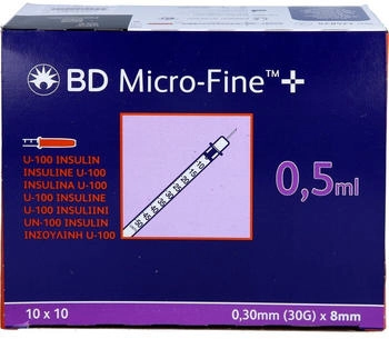 ToRa BD MICRO-FINE+ Insulinspr.0,5 ml U100 8 mm 50 ml