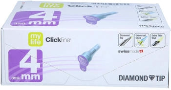 B2B Medical MYLIFE Clickfine Pen-Nadeln 4 mm 32 G Diamond Tip 100 St