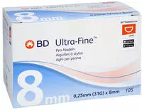 BD Ultra-fine Pen-nadeln 8 mm 31 G 0,25 105 St