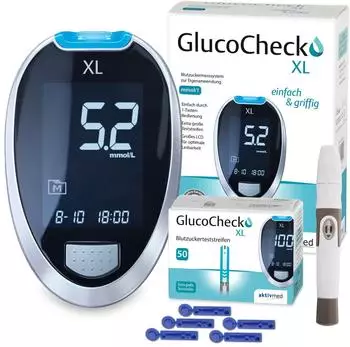 Aktivmed GlucoCheck XL Starter-Set mit 60 Teststreifen mmol/l