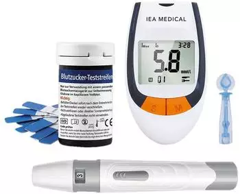 IEA Medical Blutzuckermessgerät mit Lanzetten und Teststreifen 1 Stk.