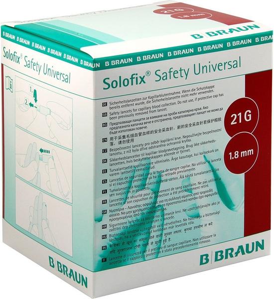 B. Braun Solofix Safety Univers.Lanzet.21G 1,8 mm Stichl. (200 Stk.)