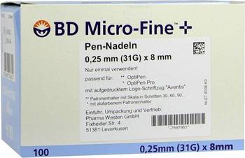 Orifarm BD Micro Fine+ 8 Pen-Nadeln 0,25 x 8 mm (100 Stk.)