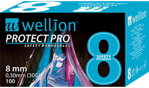 Wellion Protect Pro Safety Pen-needles 30G 8 mm (100 Stk.)
