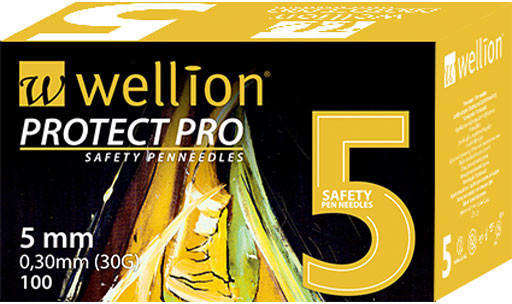 Wellion Protect Pro Safety Pen-needles 30G 5 mm (100 Stk.)