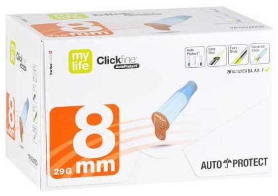 1001 Artikel Medical Mylife Clickfine Autoprotect Pen-Nadeln 8 mm 29 G (100 Stk.)
