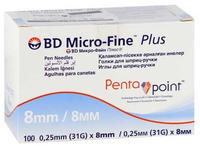 BD Micro-fine+ 8 Pen-Nadeln 0,25x8 mm 100 St