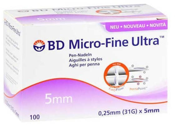 BBFarma BD Micro Fine Ultra Pen-Nadeln 0,25 x 5 mm (100 Stk.)
