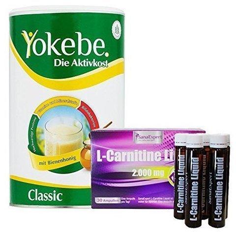 Yokebe Aktivkost Classic Pulver 500 g + SanaExpert L-Carnitine Liquid Trinkampullen 30 x 25 ml