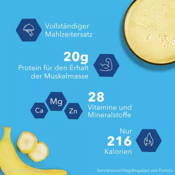 Optifast Drink Sachets Banane (8 x 55g) – Kombinierte Nährstoffversorgung mit Proteinen und Ballaststoffen