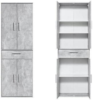 mokebo Mehrzweckschrank 60cm Der Praktische mit Schubladen gro&szlig; grau Betonoptik