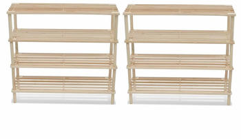 vidaXL Shoe Bench 4 Shelves in Pine Wood (2 Pieces)
