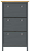 vidaXL Schuhschrank Hill Grau 72x35x124 cm Massivholz Kiefer