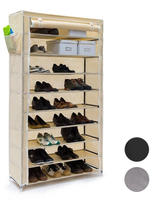 Relaxdays Schuhschrank VALENTIN, HxBxT:161x88x30cm, 10 Ablagen, Stoffbezug,