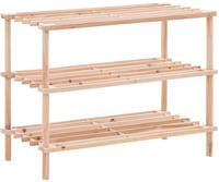 vidaXL Schuhregal mit 3 B&ouml;den Massivholz Tanne