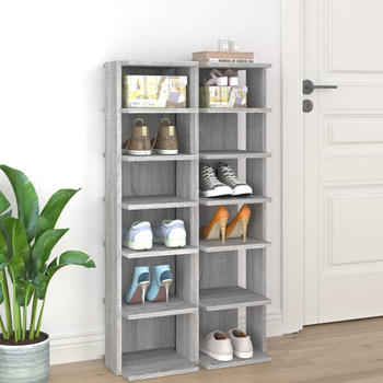 vidaXL Schuhregale 2 Stk. Grau Sonoma 27,5x27x102 cm (815975)