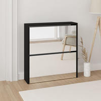 vidaXL Schuhschrank mit Spiegel 2 F&auml;cher Schwarz 63x17x67 cm