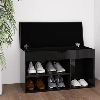 vidaXL Schuhbank mit Kissen Hochglanz-Schwarz 80x30x47cm (326766)