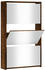 vidaXL Schuhschrank mit Spiegel 3 Fächer Räuchereiche 63x17x102,5 cm (342638)