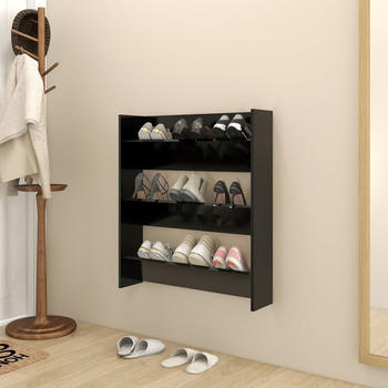 vidaXL Wand-Schuhschrank Schwarz 80x18x90 cm Holzwerkstoff (806779)
