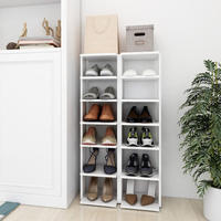 vidaXL Schuhschr&auml;nke 2 Stk. Wei&szlig; 27,5x27x102 cm Holzwerkstoff