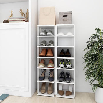 vidaXL Schuhschr&auml;nke 2 Stk. Wei&szlig; 27,5x27x102 cm Holzwerkstoff (808486)