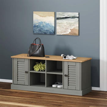 vidaXL Schuhbank VIGO Grau 106x35x40 cm Massivholz Kiefer (353180)