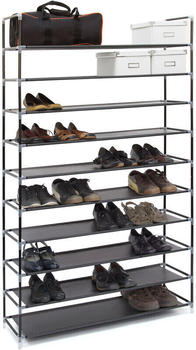 Relaxdays Schuhregal Stoff 175,5x100x29 cm für 50 Paar Schuhe, 10 Etagen, Stecksystem, xxl Schuhgestell, schwarz