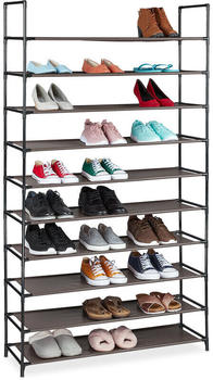 Relaxdays Xxl Schuhregal Stecksystem, 10 Ebenen, für 50 Paar Schuhe 176,5x99x29,5 cm braun