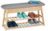 Relaxdays Schuhbank f. 8 Paare, 2 Ablagen, klappbares Sitzpolster, 2 Fächer Stauraum, Bambus, 48 x 90 x 28 cm natur