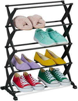 Relaxdays Schuhregal 10 Paar Schuhe 66 x 50,5 x 25 cm leicht, 5 Ablagen, Metall & Kunststoff, schwarz