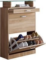 VCM Braso Schuhschrank 2 Klapt&uuml;ren 1 Schublade Eiche dekor.