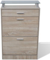 vidaXL Schuhschrank mit Schubfach & oberes Glasregal Holz Eichenoptik