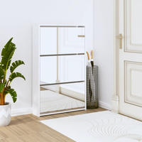 Vidaxl - Schuhschrank Mit Spiegel 3 F&auml;cher Hochglanz-wei&szlig; 63x17x102,5 Cm